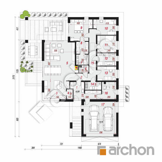 Проект дома ARCHON+ Дом в нигеллах 2 (Г2) План першого поверху