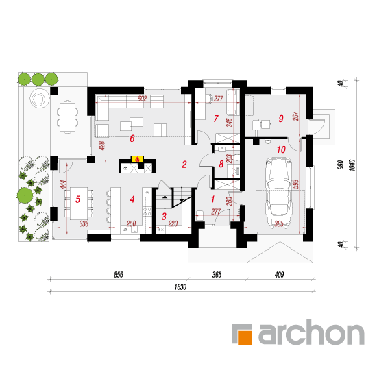 Проект будинку ARCHON+ Будинок в стифнолобіумі План першого поверху