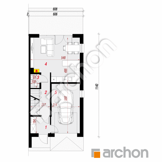 Проект дома ARCHON+ Дом в ривиях 6 (ГБ) План першого поверху