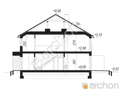 Проект дома ARCHON+ Дом в ривиях 6 (ГБ) Розріз будинку