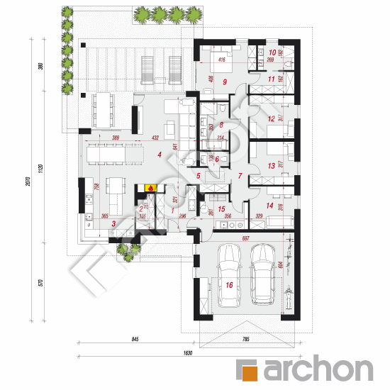 Проект дома ARCHON+ Дом в подснежниках 4 (Г2) План першого поверху