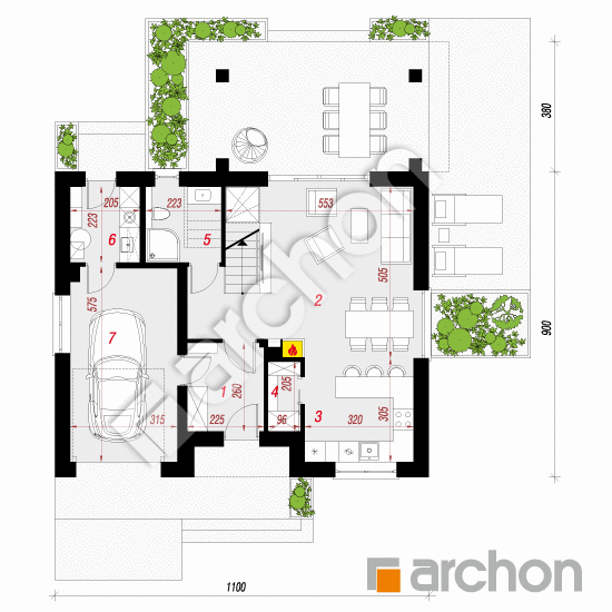 Проект дома ARCHON+ Дом в яблонках 22 План першого поверху