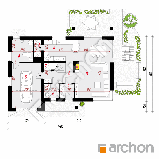 Проект дома ARCHON+ Дом в айдаредах 5 (А) План першого поверху