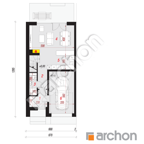 Проект дома ARCHON+ Дом под гинко 20 (ГБ) План першого поверху