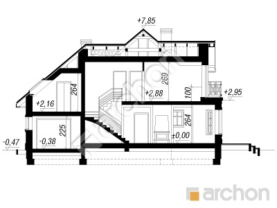 Проект дома ARCHON+ Дом в нектаринах вер.2 Розріз будинку