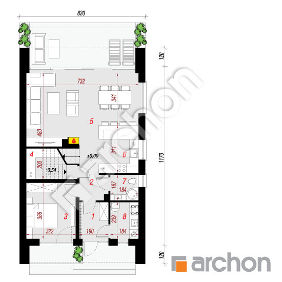Проект дома ARCHON+ Дом в папаверах 2 (ВЕ) План першого поверху
