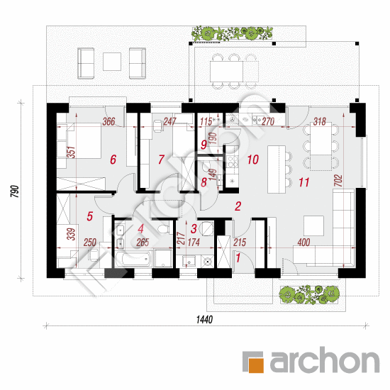 Проект дома ARCHON+ Дом в ирисе (А) План першого поверху