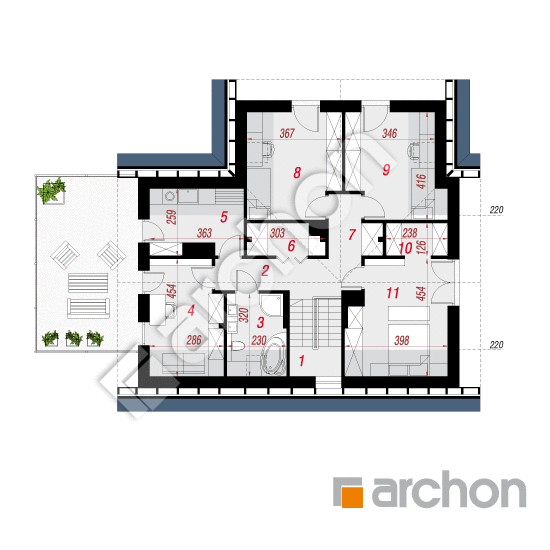 Проект дома ARCHON+ Дом в лауренциях План мансандри