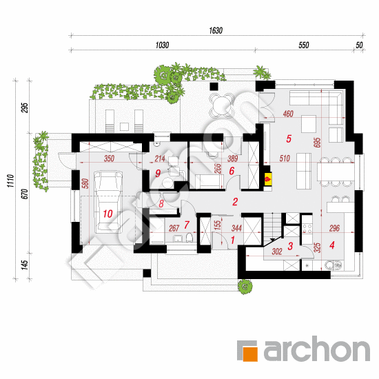 Проект дома ARCHON+ Дом в лауренциях План першого поверху
