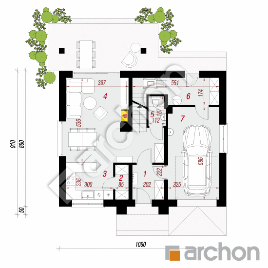 Проект будинку ARCHON+ Будинок в люцерні 8 План першого поверху