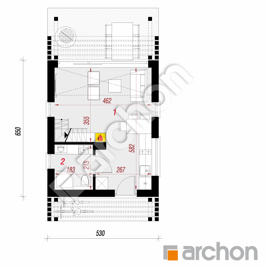 Проект дома ARCHON+ Летний домик в голокучнике 2 вер.2 План першого поверху