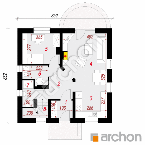Проект будинку ARCHON+ Будинок в суниці 3 План першого поверху