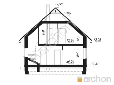 Проект дома ARCHON+ Дом в землянике 3 вер.2 Розріз будинку