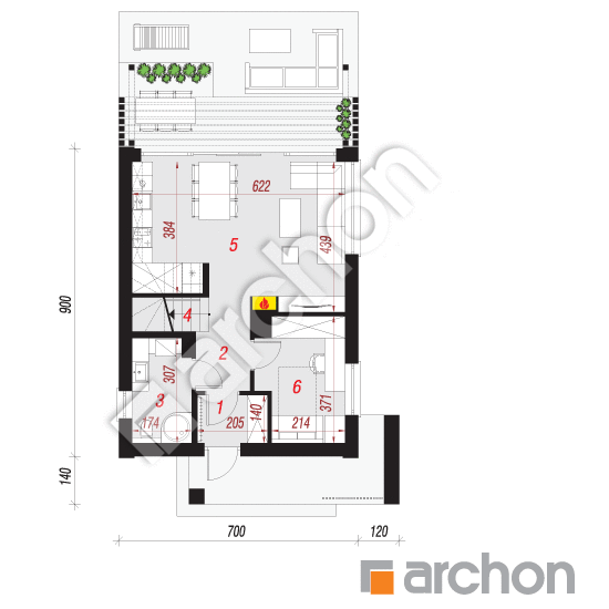 Проект дома ARCHON+ Дом в голокучнике (А) План першого поверху