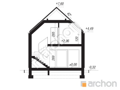 Проект дома ARCHON+ Дом в голокучнике (А) Розріз будинку