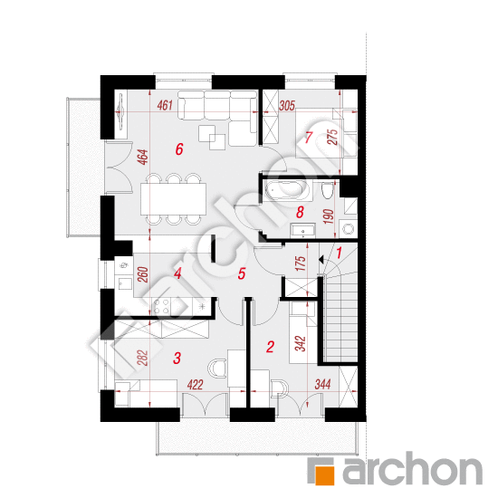 Проект будинку ARCHON+ Будинок в калвілах 2 (Б) План першого поверху