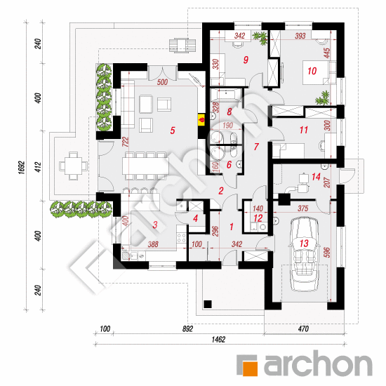 Проект дома ARCHON+ Дом в лобо вер.2 План першого поверху