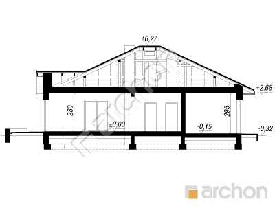 Проєкт будинку ARCHON+ Будинок в джонагольдах вер.2 Розріз будинку