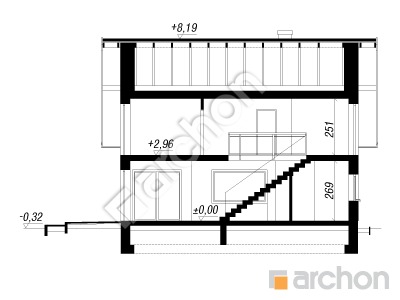 Проект дома ARCHON+ Дом в изумрудах Розріз будинку