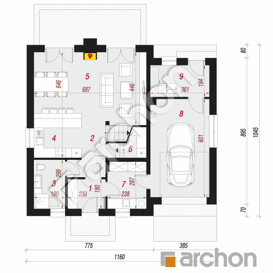 Проект дома ARCHON+ Дом в сон-траве 3 (Г) План першого поверху