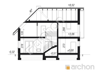 Проект дома ARCHON+ Дом в сон-траве 3 (Г) Розріз будинку