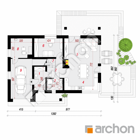 Проект будинку ARCHON+ Будинок в айдаредах 2 вер. 2 План першого поверху