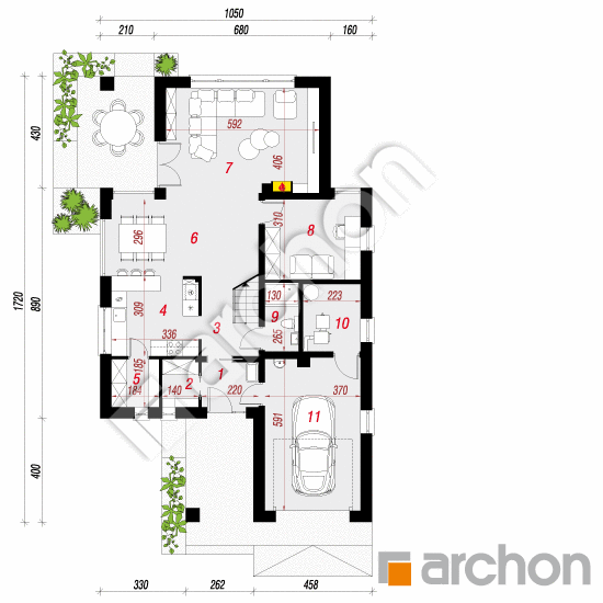 Проект дома ARCHON+ Дом в сосенках План першого поверху