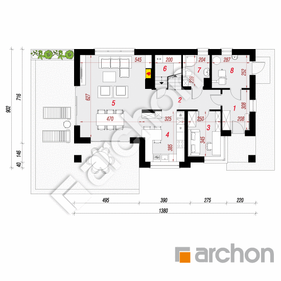 Проект будинку ARCHON+ Будинок в майорані (Н) План першого поверху