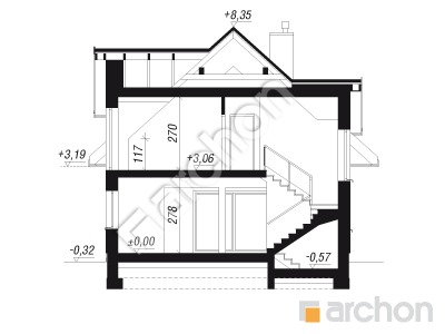 Проект дома ARCHON+ Дом в майоране (Н) Розріз будинку