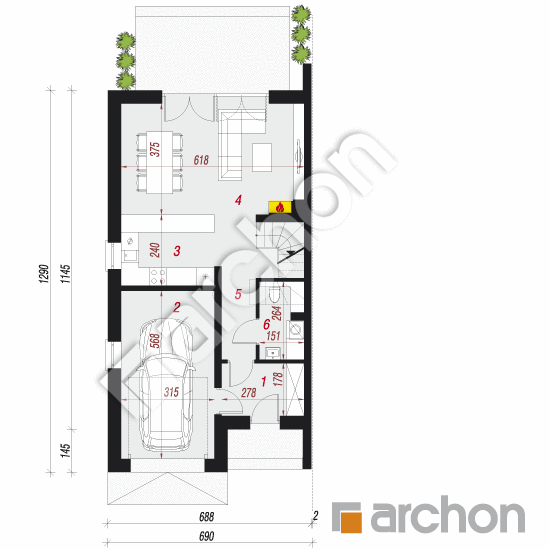 Проект будинку ARCHON+ Вілла Амелія (Б) вер.2 План першого поверху