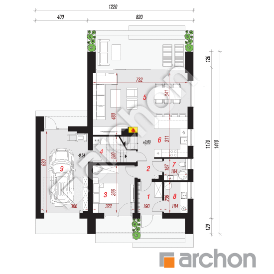 Проект будинку ARCHON+ Будинок в папаверах 2 План першого поверху