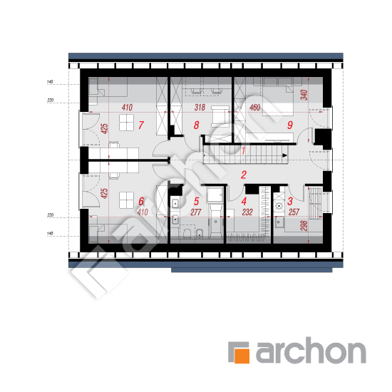 Проект дома ARCHON+ Дом в коммифорах 16 (ГЕ) План мансандри