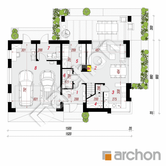 Проект будинку ARCHON+ Будинок в малинівці 8 (Г2) План першого поверху