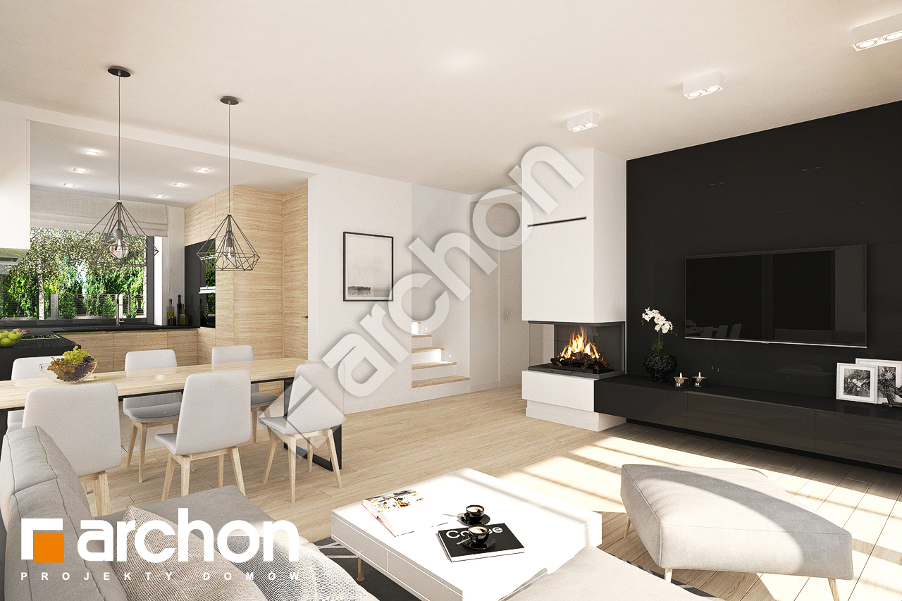 Проект будинку ARCHON+ Будинок в малинівці 8 (Г2) денна зона (візуалізація 1 від 3)