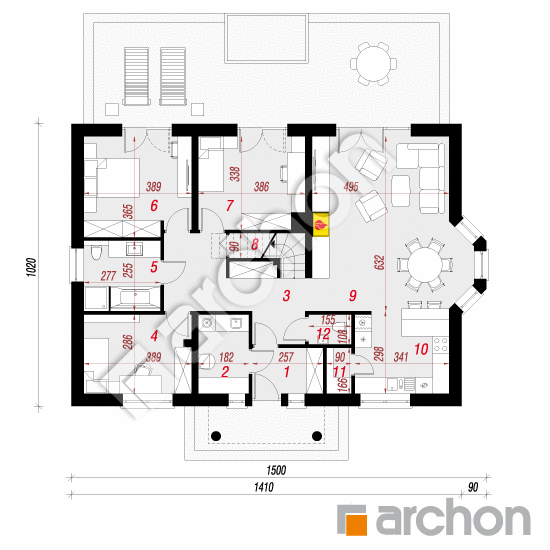 Проект будинку ARCHON+ Будинок під червоною горобиною 12 вер. 2 План першого поверху