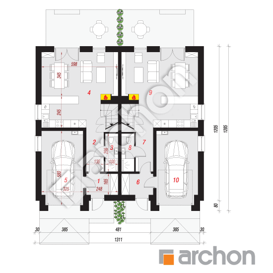 Проект дома ARCHON+ Дом под гинко 16 (ГР2) План першого поверху