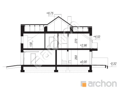 Проект дома ARCHON+ Дом под гинко 16 (ГР2) Розріз будинку