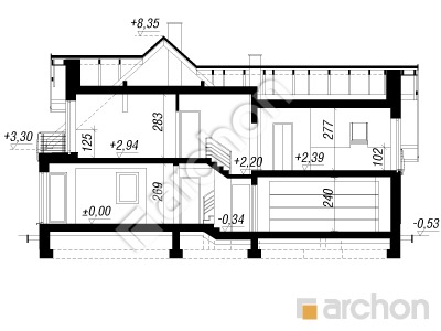 Проєкт будинку ARCHON+ Будинок в тамариску 2 (Г2Н) Розріз будинку