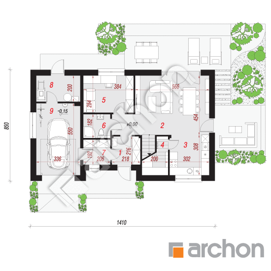 Проект будинку ARCHON+ Будинок в малинівці 11 (ГА) План першого поверху