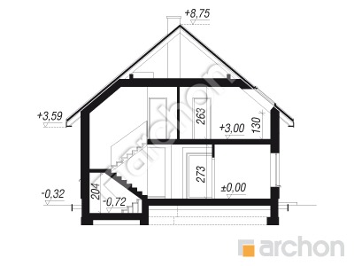 Проєкт будинку ARCHON+ Будинок в червені 2 (Г2) Розріз будинку