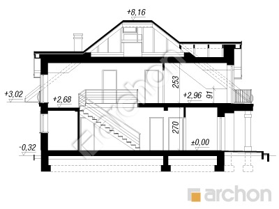 Проект дома ARCHON+ Дом в тимьяне 4 вер.2 Розріз будинку