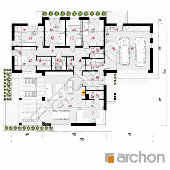 Проект будинку ARCHON+ Будинок в первоцвітах 12 (Г2) План першого поверху