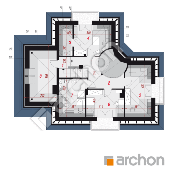 Проект будинку ARCHON+ Будинок в алое 2 вер.2 План мансандри