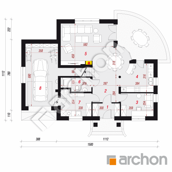 Проект будинку ARCHON+ Будинок в алое 2 вер.2 План першого поверху