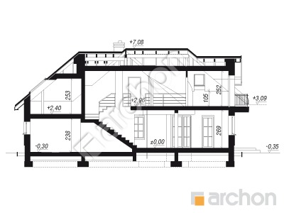 Проєкт будинку ARCHON+ Будинок в алое 2 вер.2 Розріз будинку