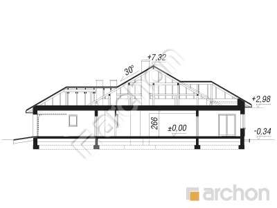 Проєкт будинку ARCHON+ Будинок в настурціях вер.2 Розріз будинку