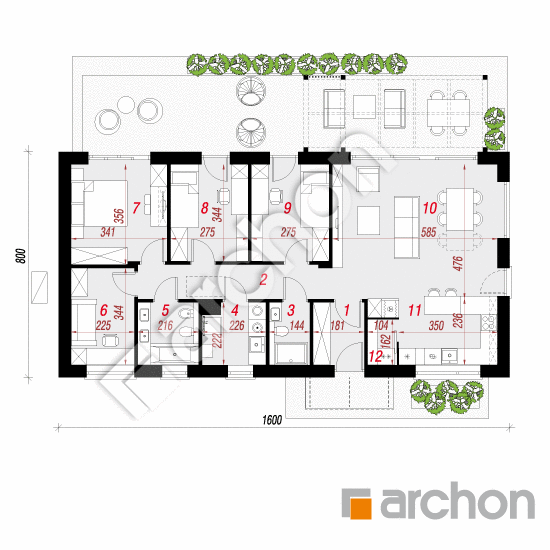 Проект будинку ARCHON+ Будинок в ірисах 3 (Н) ВДЕ План першого поверху