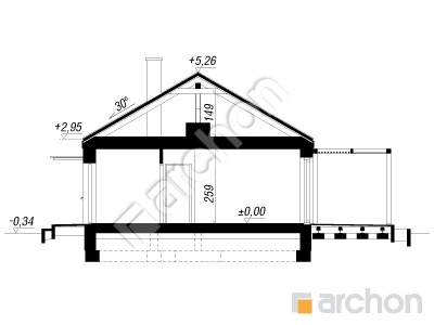 Проект дома ARCHON+ Дом в ирисе 3 (Н) ВИЭ Розріз будинку
