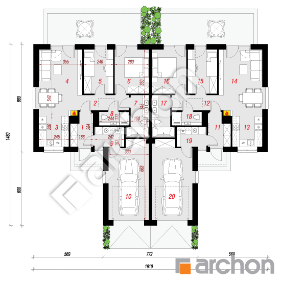 Проект будинку ARCHON+ Будинок у міхалках 2 (ГР2) План першого поверху
