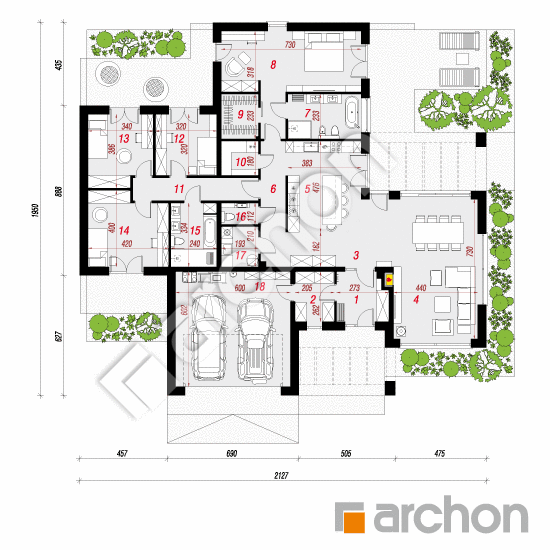 Проект дома ARCHON+ Дом в аромах 4 (Г2Е) План першого поверху